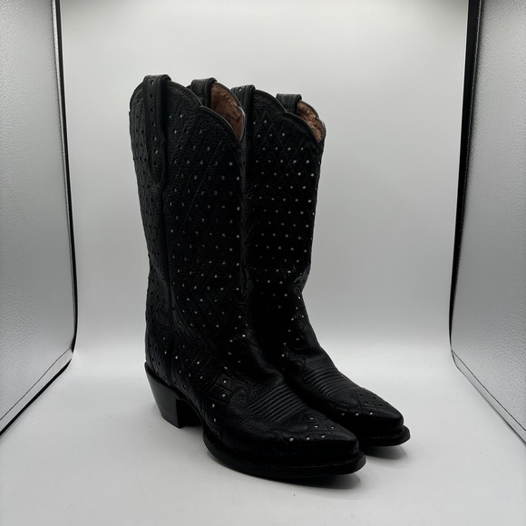 Justin Western Boots Women's Size 9 C L2952 Cut Out Black Cowgirl - Picture 1 of 16